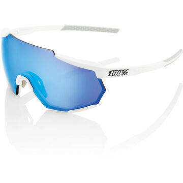 100% Racetrap - Matt White - HiPER Blue Multilayer Mirror Lens