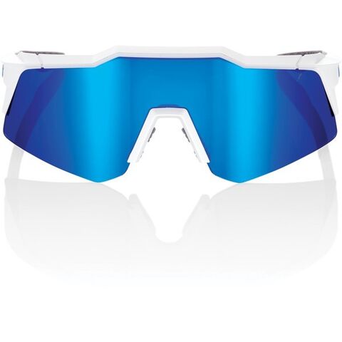 100% Speedcraft XS - Matt White - Blue Multilayer Mirror Lens click to zoom image