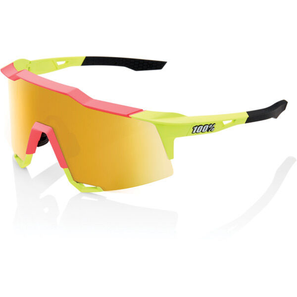 100% Speedcraft - Matt Washed Out Neon Yellow - Flash Gold Mirror Lens click to zoom image