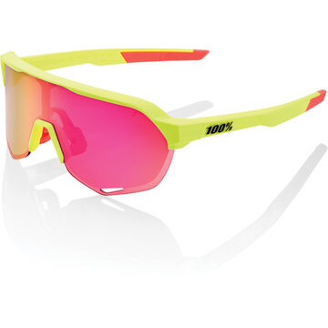 100% S2 - Matt Washed Out Neon Yellow - Purple Multilayer Mirror Lens