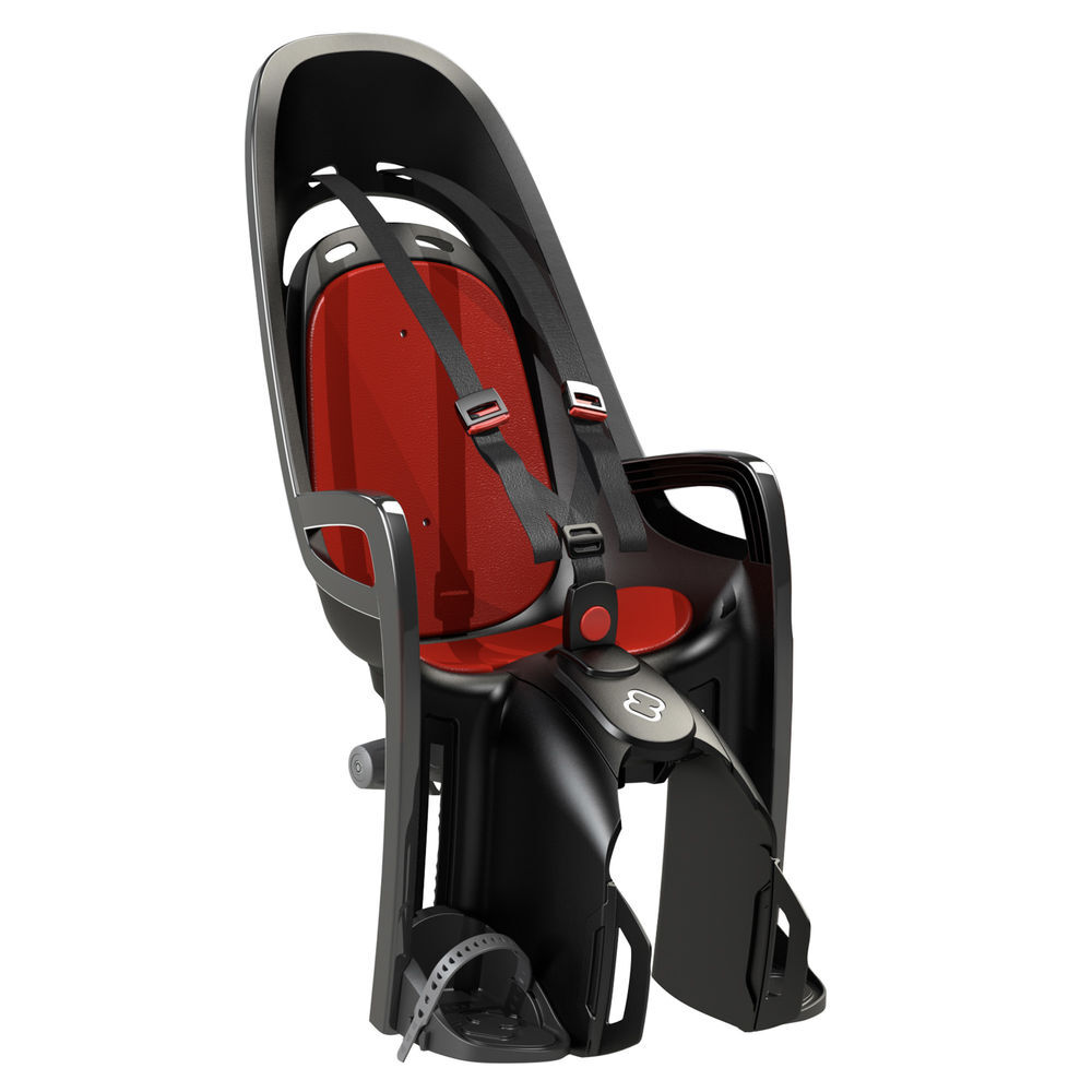 Hamax Zenith Child Bike Seat Pannier Rack Version Grey/Red click to zoom image