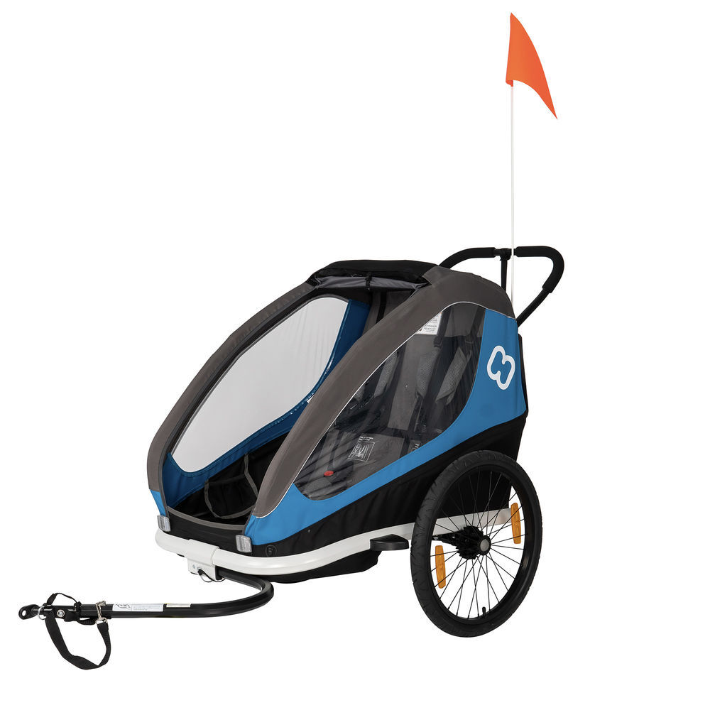 HAMAX Traveller Twin Child Trailer: Blue/Grey Twin click to zoom image